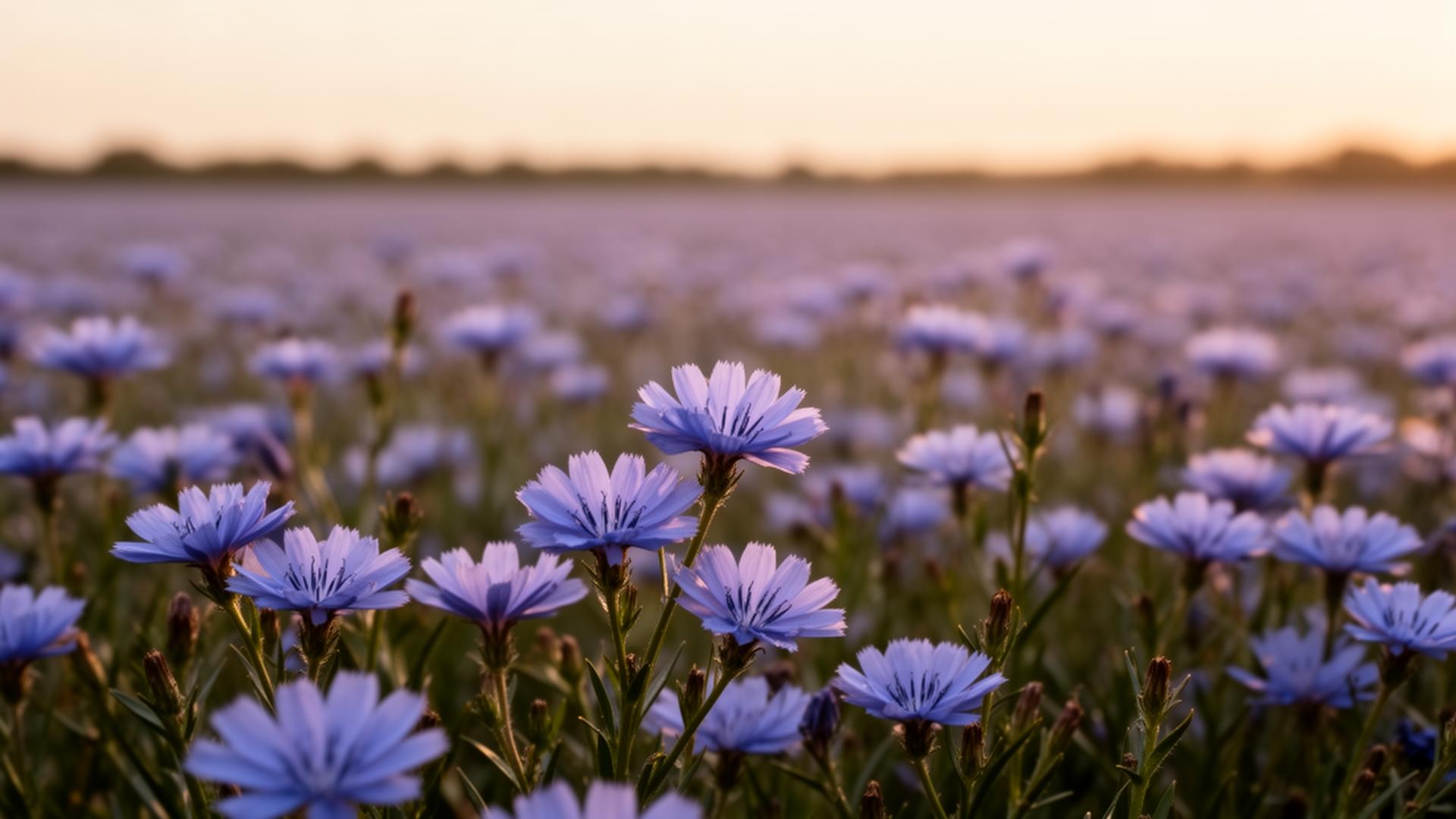 Chicory field at sunrise